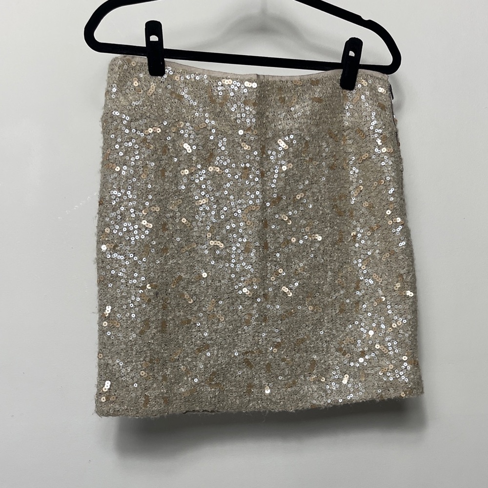 Banana Republic Womens Champagne Sequin Mini Skirt Size 6